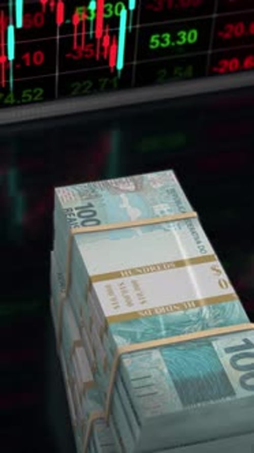 Brazilian Real Money Stacks Investment Market Background Vertical