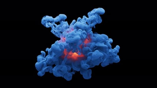 3D animation of a fantastic multicolored explosion. Alpha Channel.