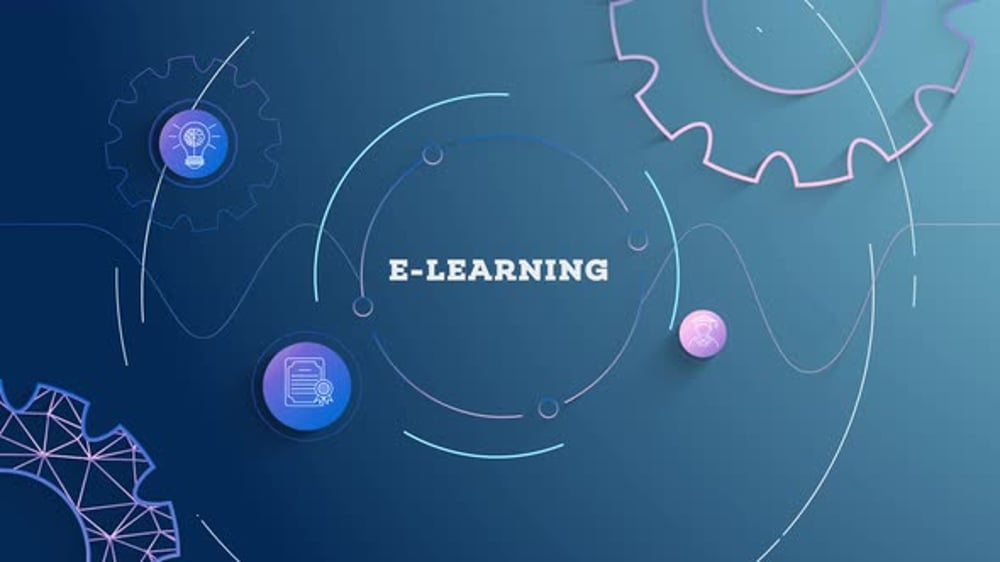 Modern E-Learning Animation with Animated Icons and Gears, Backgrounds ...