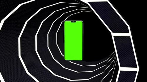 green screen smartphone in light tube