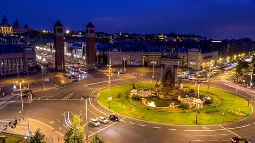 Timelapse of Placa d'Espanya Barcelona Spain
