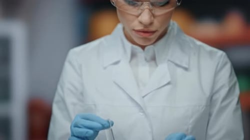 Hands Taking Test Tubes for Scientific Experiment Close Up Woman Scientist