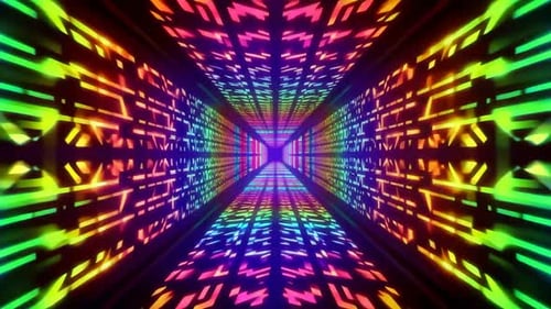Abstract Retro Synthwave Rainbow Data Tunnel Loop