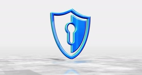 Shield Cyber Security 3D-Symbol auf hellem Hintergrund