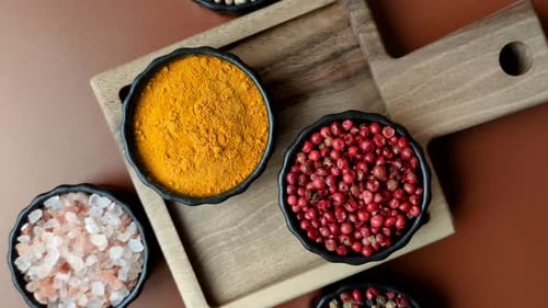 Spice Assortment: Overhead Shot of Colorful Culinary Ingredients
