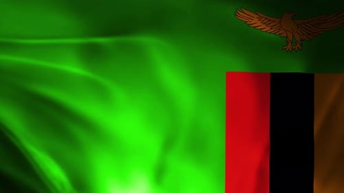 Realistic Waving Zambia Flag Seamless Animation