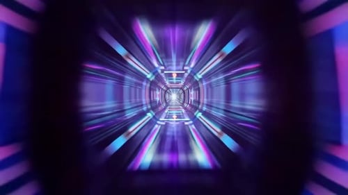 Boucle de tunnel de science-fiction futuriste violette et bleue au néon