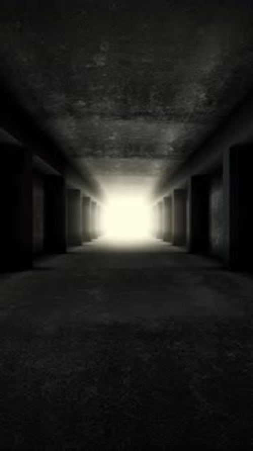 Long Endless Stone Vertical Tunnel