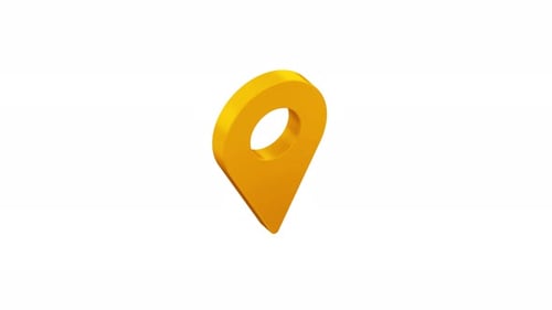 3D Golden Location Pin Icon Animation On White Background
