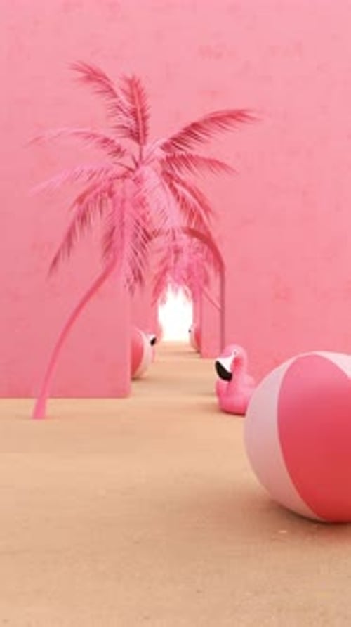 Dreamy Pink Tropical Pathway Travel Loop Background