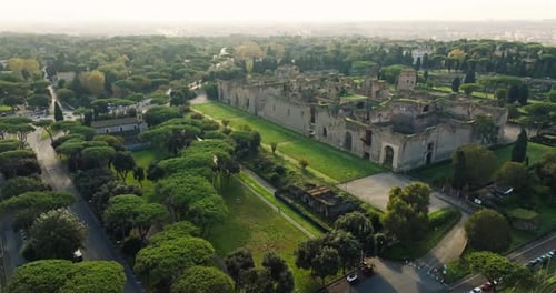 Aerial View of Baths of Caracalla Rome Italy