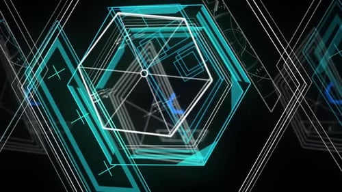 4K Technological Wireframe Border Loop