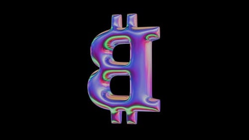 Rotating Iridescent 3D Bitcoin Symbol Animation