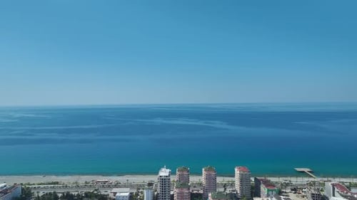 Aerial View of City Near Beach and Ocean
