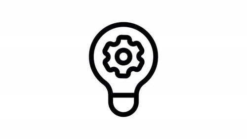 Animated Lightbulb with Rotating Gear Innovation Settings Line Icon