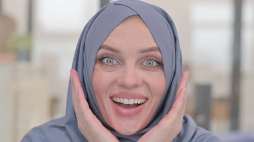Close up of Surprised Arab Woman Face