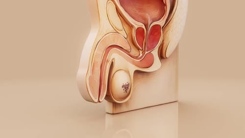 Conceptual 3D animation of testicular cancer