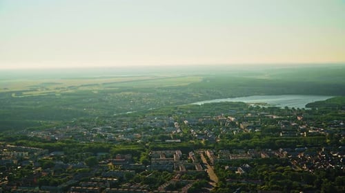 Reservoir of the Iset River Against the Backdrop of Residential Areas