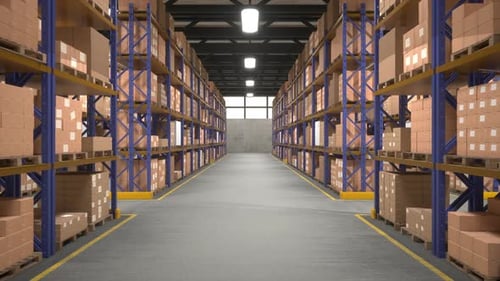 Entrepôt rempli de boîtes en carton