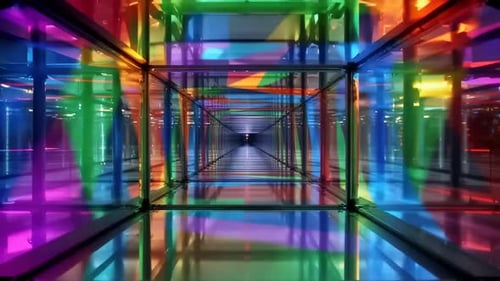 Rainbow Prism Glass Tunnel Abstract Motion Graphic Loop Infi