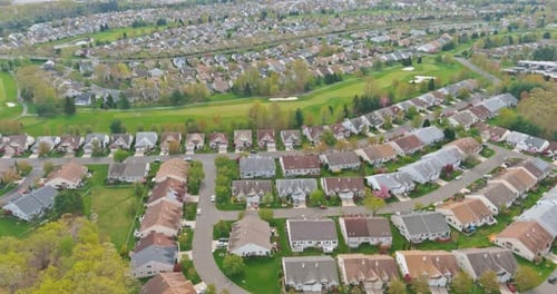 Aerial View of Suburban Neighborhood with Houses East Brunswick New Jersey US