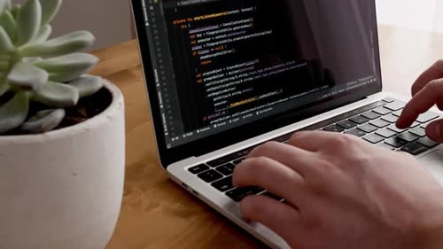 Coding on the Screen HTML Encoding and Programming on a Laptop Screen Developer Web Development