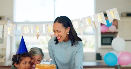 Family Celebrates a Birthday Together at Home