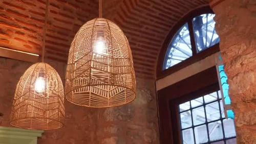 Vintage Lantern Lamp Against a Wall