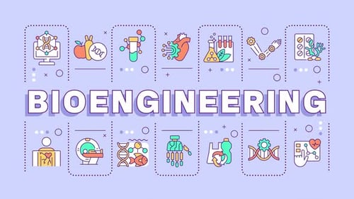 Bioengineering Animated Concept with Scientific Medical Icons