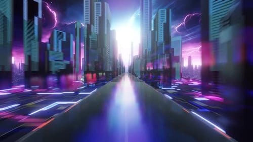 Rendu 3D de Fantastic City Vj Loop