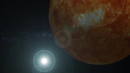 Glowing Star And Planet In Futuristic Space Animation