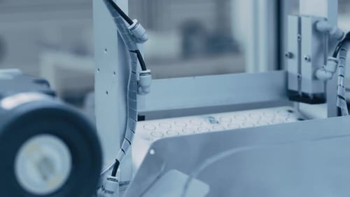 Close-up Footage of the Industrial Manufacturing Medical Test Tubes, Sorting and Packaging Process.