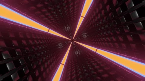 Blue And Orange Changing Neon Light Square Tunnel Background Vj Loop In 4K