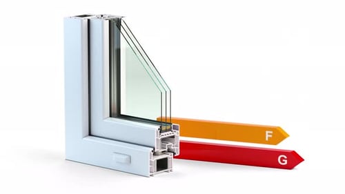 Energy Efficient Window Frame Cross Section and Rating Scale Animation