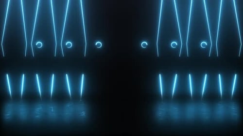 Animated Blue Neon Lines Geometric Abstract Background Loop