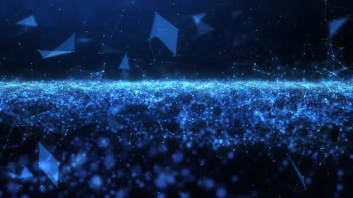 Futuristischer Bewegungshintergrund mit Formwelle und Plexusobjekt in Zeitlupe