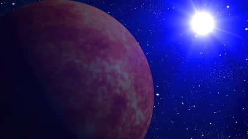 Amazing Sunrise Over The Sun Planet, Video animation of the planet Sun, rotation of the globe. 2538