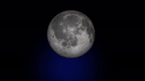 Rotating Realistic 3D Full Moon in Dark Space