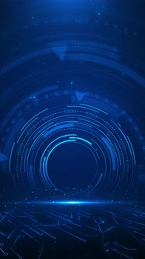 Futuristic digital design with glowing lights and data circles, Concept for business solutions, data