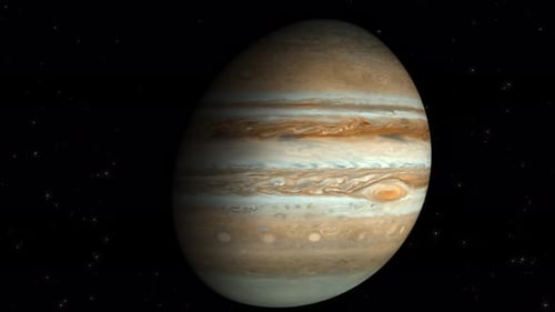 Jupiter Planet Spinning in Space Close Up