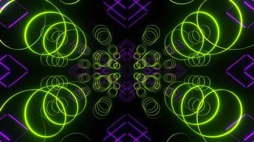 Purple And Light Green Abstract Neon Shape Movements Background Vj Loop In 4K