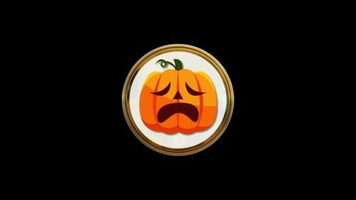 Schleifenanimation mit traurigem Halloween-Symbol für