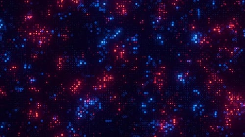 Glowing Red Blue Geometric Pixels Background