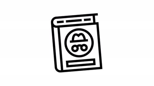 Animated Line Art Book Icon for Mystery Content