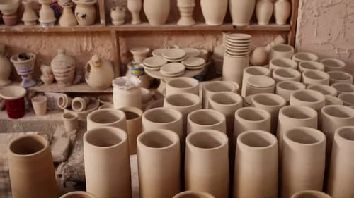 Various Ceramic Containers for Sale at Pottery Workshop