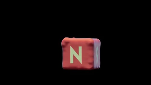simulation of a rubber letter "N" followed by an explosion. has an alpha channel