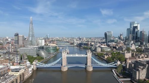Aerial View of the Tower Bridge in London One of London's Most Famous Bridges