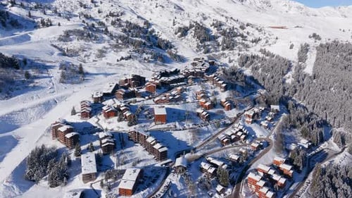 This is an Aerial View of Courchevel France Amidst Its Beautiful Winter Wonderland Scenery