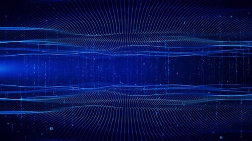 Digital Data Wave Particle of Dots Weave Lines Background Network Connection Cyberspace