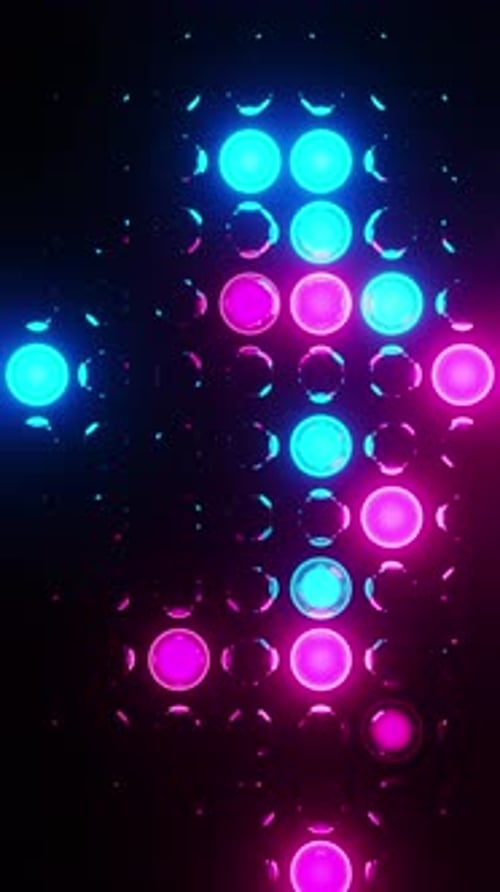 Vertical Neon Grid of Pulsing Circles